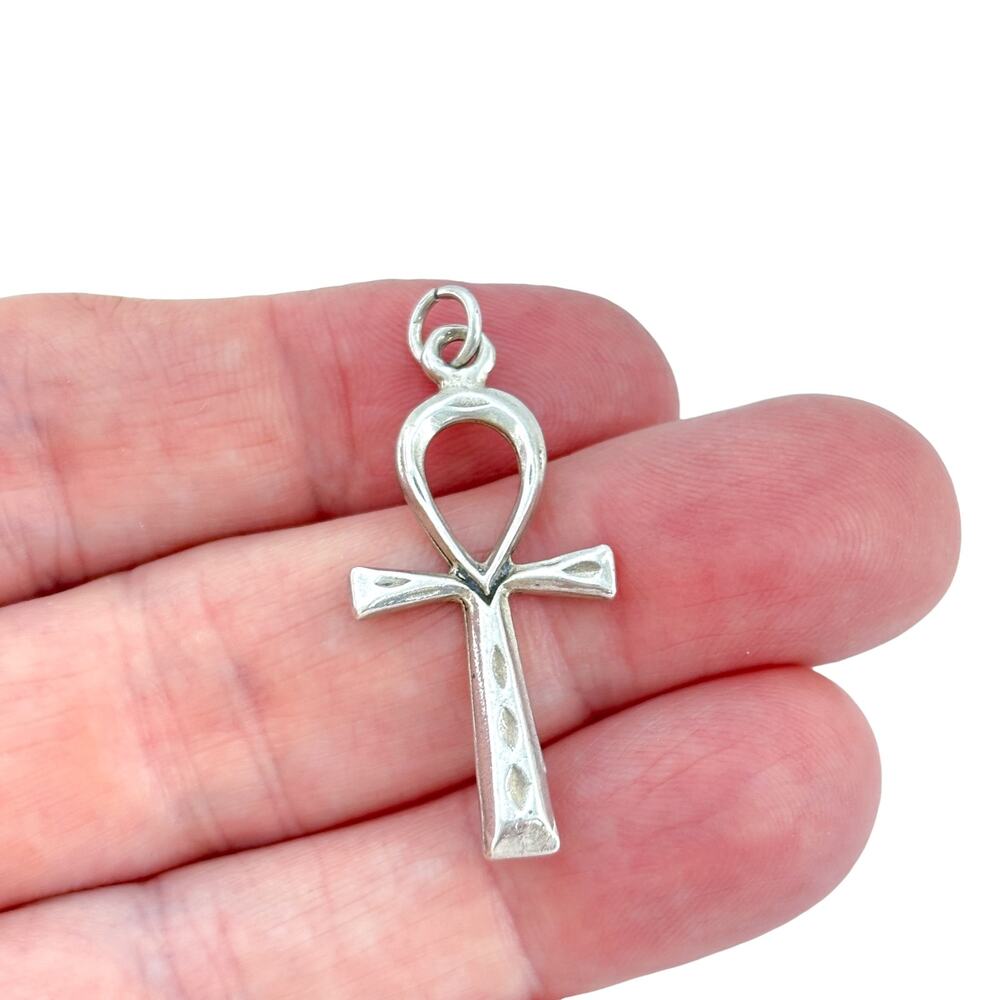 Vintage Sterling Silver 925 Textured Ankh Pendant